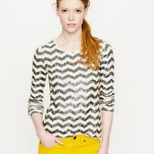 JCrew Long Sleeve Chevron Sequins Top Sz Small